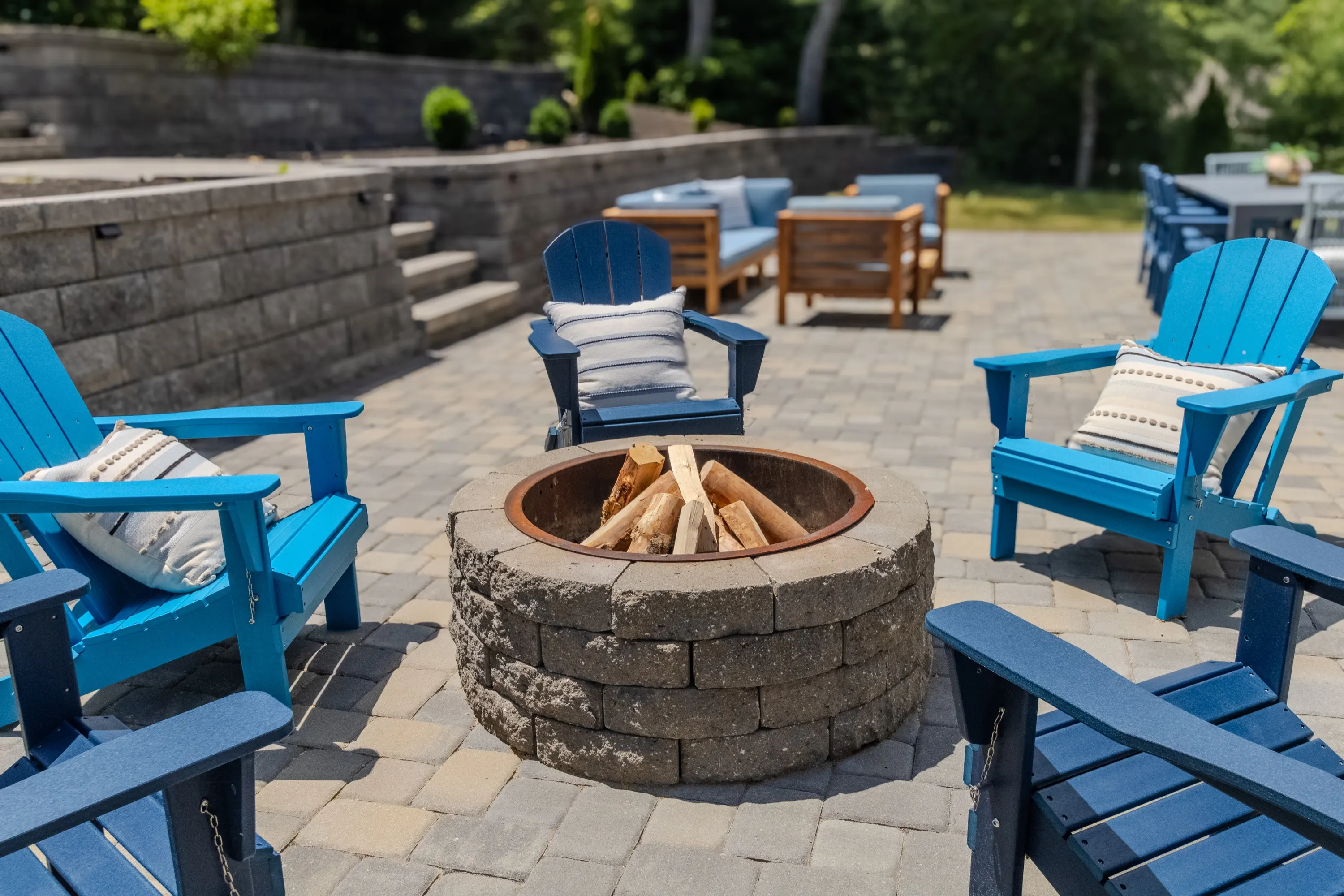 Evening fire pit at Lakewind House