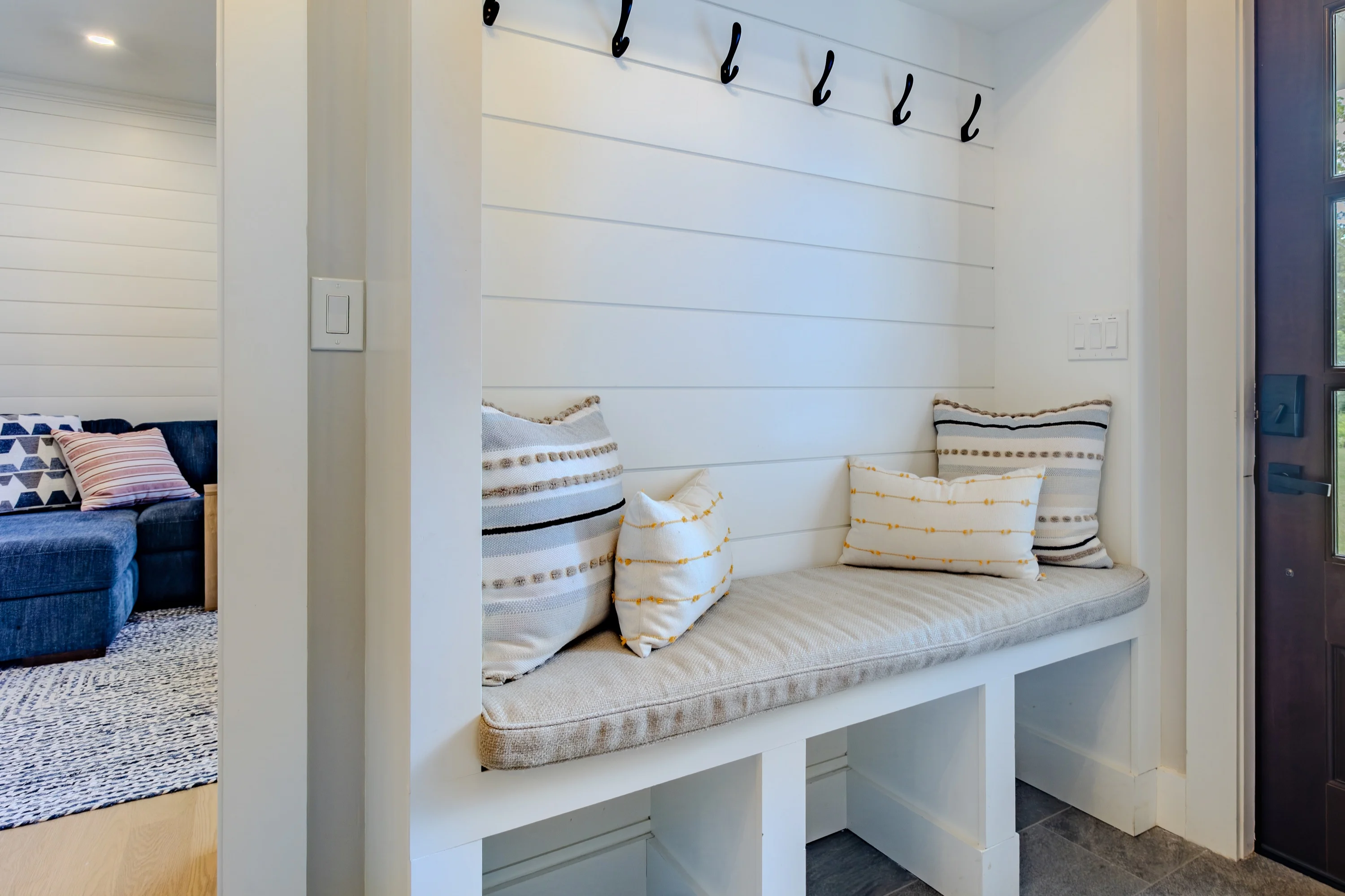 Two-story foyer reading nook